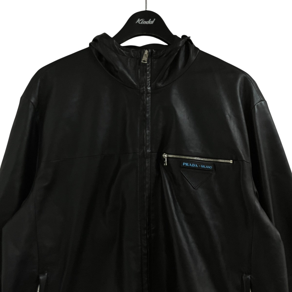 PRADA ラムレザー ジップアップフーデッドジャケット 古着・中古-2枚目のアイテム画像