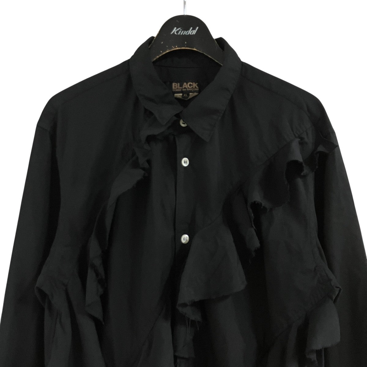 BLACK COMME des GARCONS ポリ縮フリルシャツ1N-B009 古着・中古-2枚目のアイテム画像