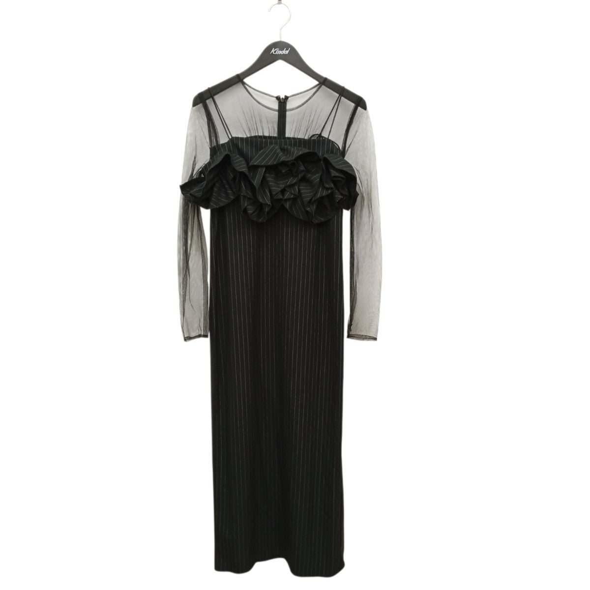 Wavy frill bustier stripe dressワンピース9575-1J