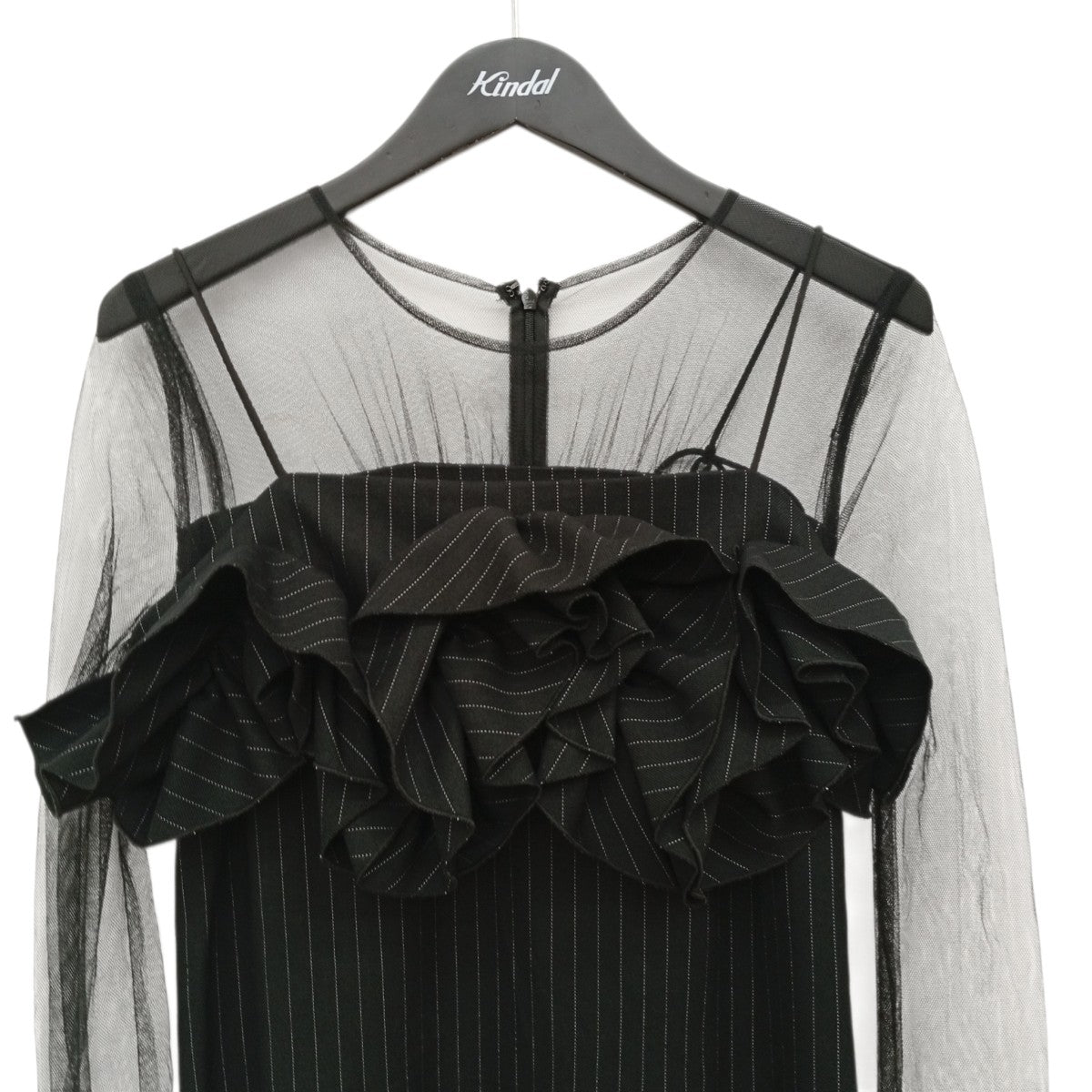 Wavy frill bustier stripe dressワンピース9575-1J