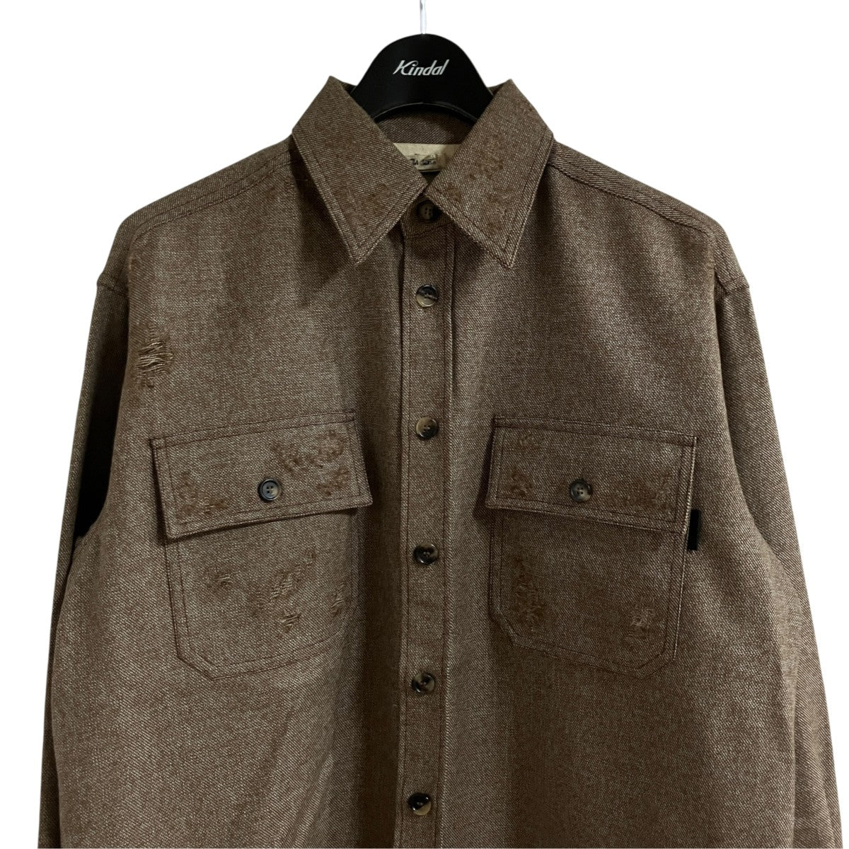 MARNI 20AW クラッシュ加工シャンブレーウールシャツ 古着・中古-2枚目のアイテム画像