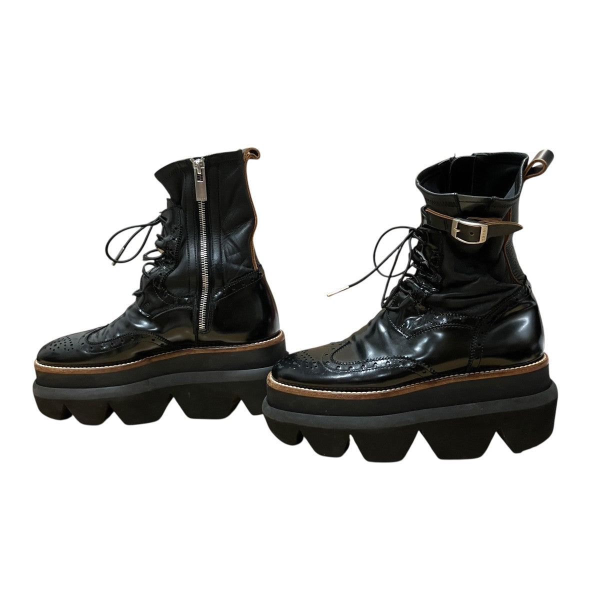 未使用☆ウィングチップ インヒールブーツ ブラック sacai(サカイ) ウィングチップエンジニアブーツ ブラック サイズ 36