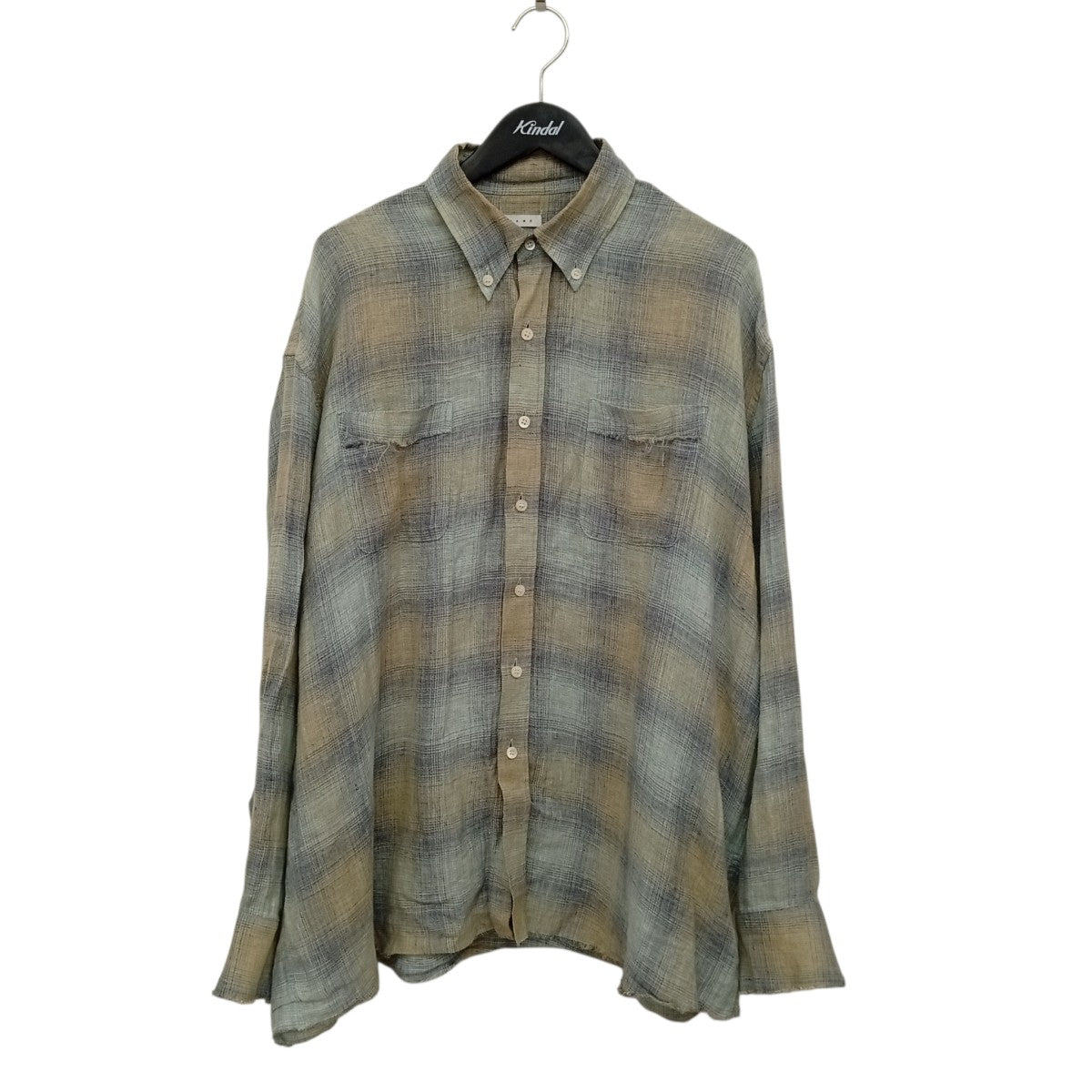 LINEN CHECK REGULAR BUTTON DOWN SHチェックシャツNMSH-008