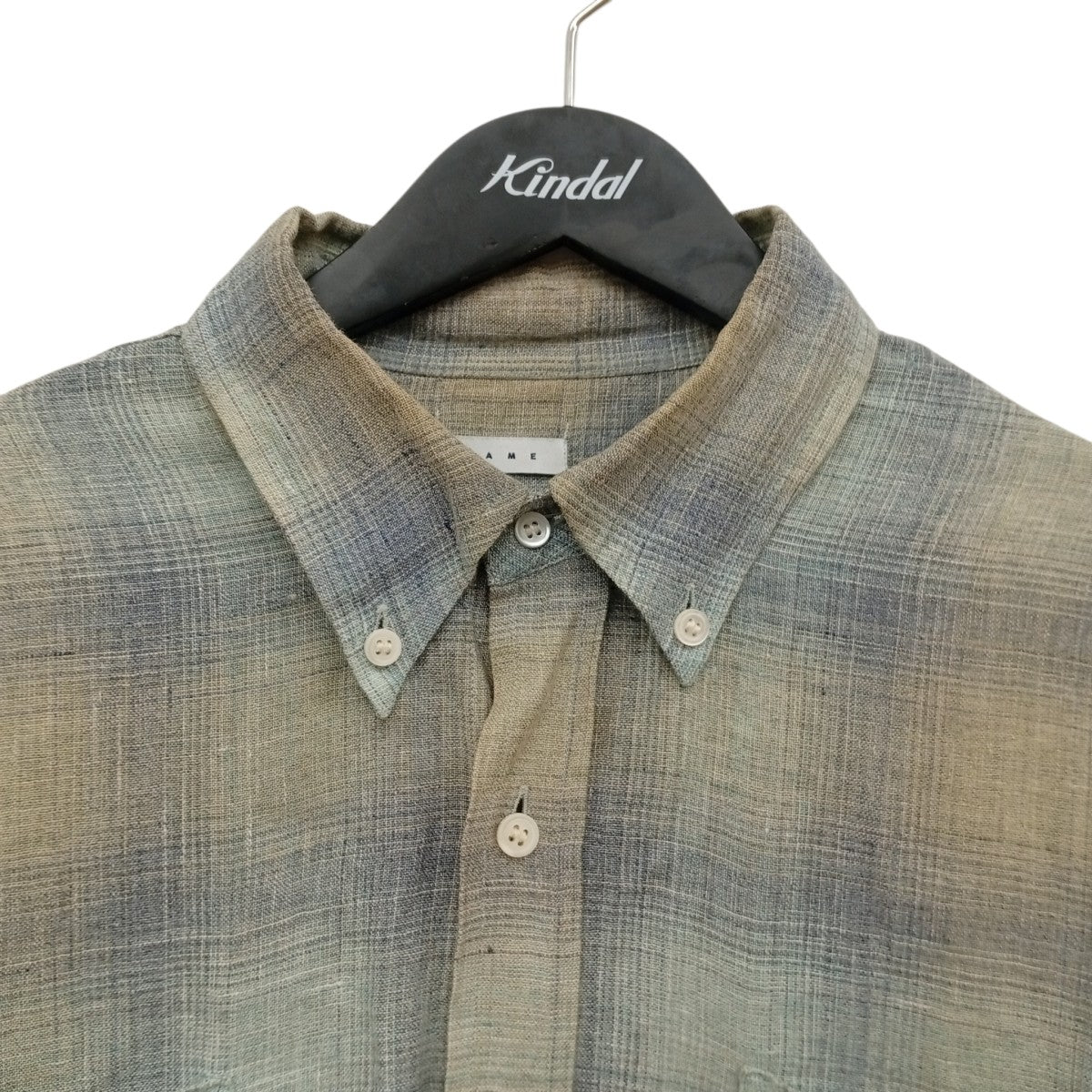 LINEN CHECK REGULAR BUTTON DOWN SHチェックシャツNMSH-008