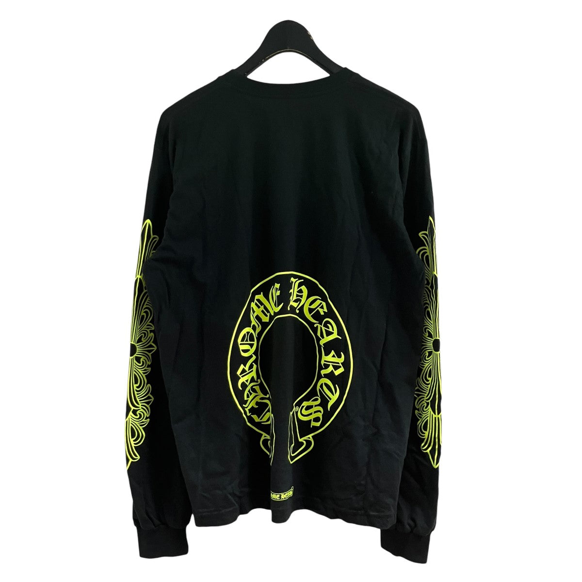 袖フローラルホースシュープリントロングスリーブTシャツ