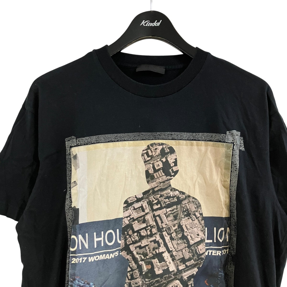 PRADA(プラダ) ロゴラバーパッチプリントTシャツ UJN317 ブラック