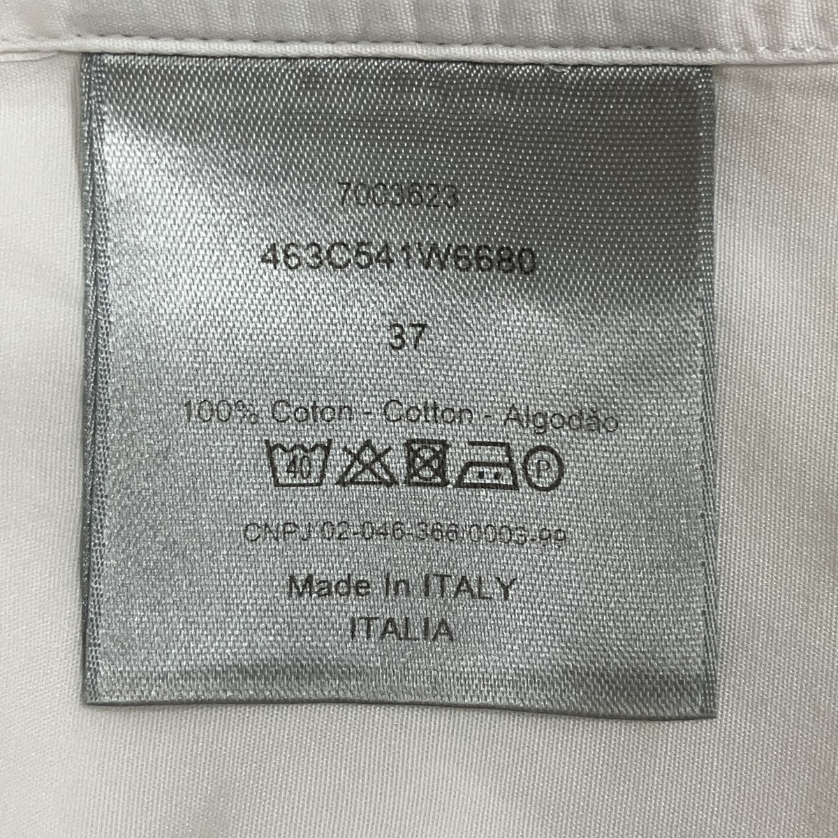 DIOR(ディオール) 襟ロゴ長袖シャツ 463C541W6680 ホワイト サイズ 37
