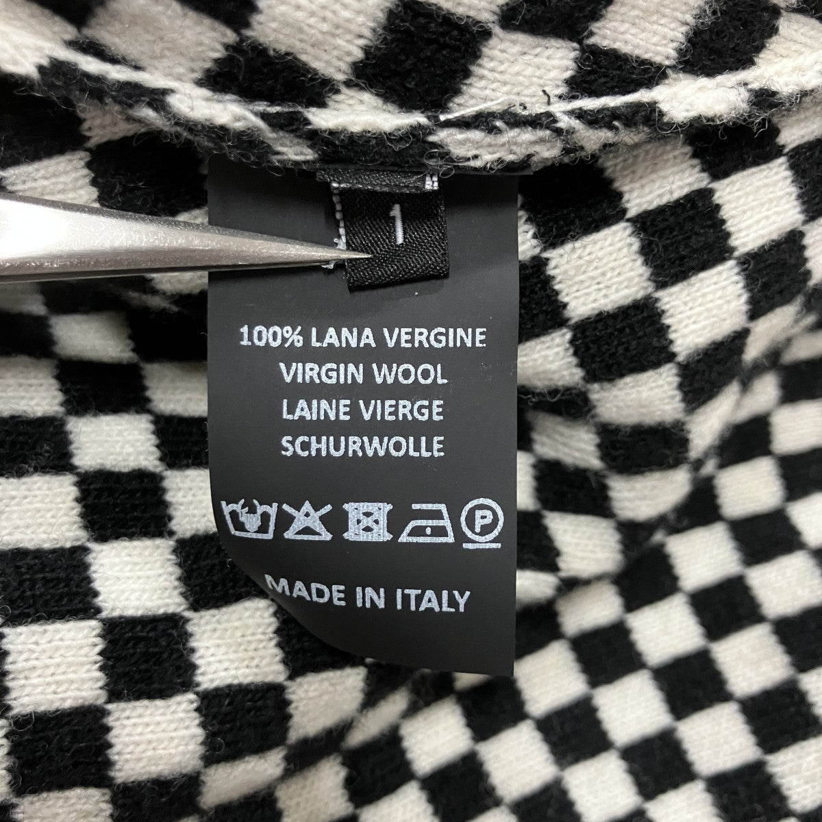 RAF SIMONS ARCHIVE REDUX チェッカーデザインジップカーディガン 古着・中古-7枚目のアイテム画像