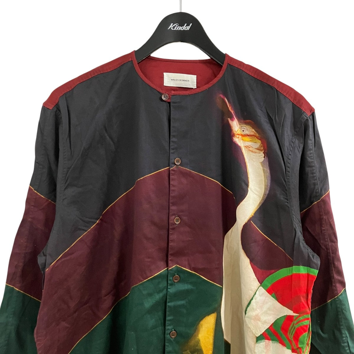 WALES BONNER LOVERS ROCKエスニックボーダーシャツMA20SH07 古着・中古-2枚目のアイテム画像