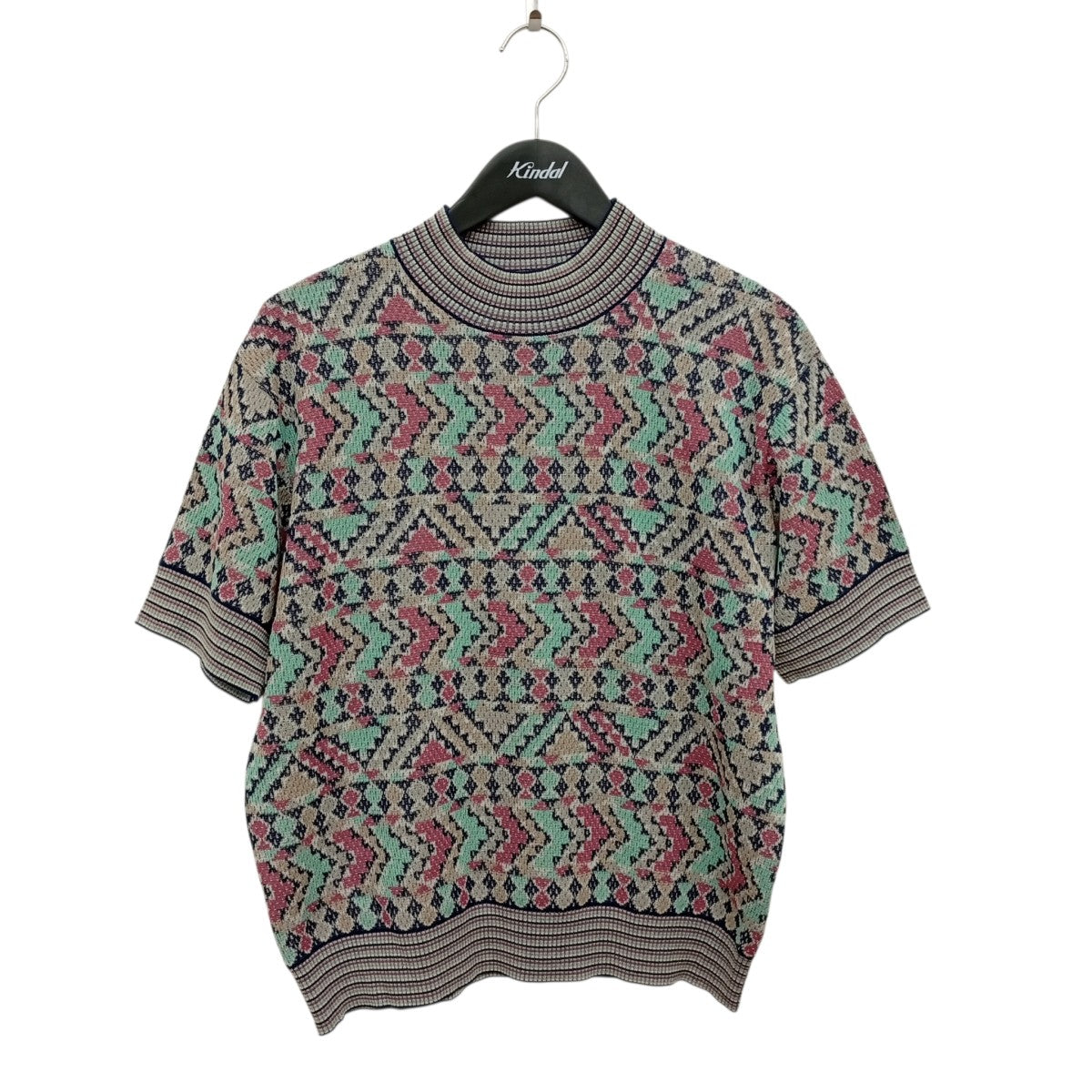 総柄モックネックニットL-26SS-18
