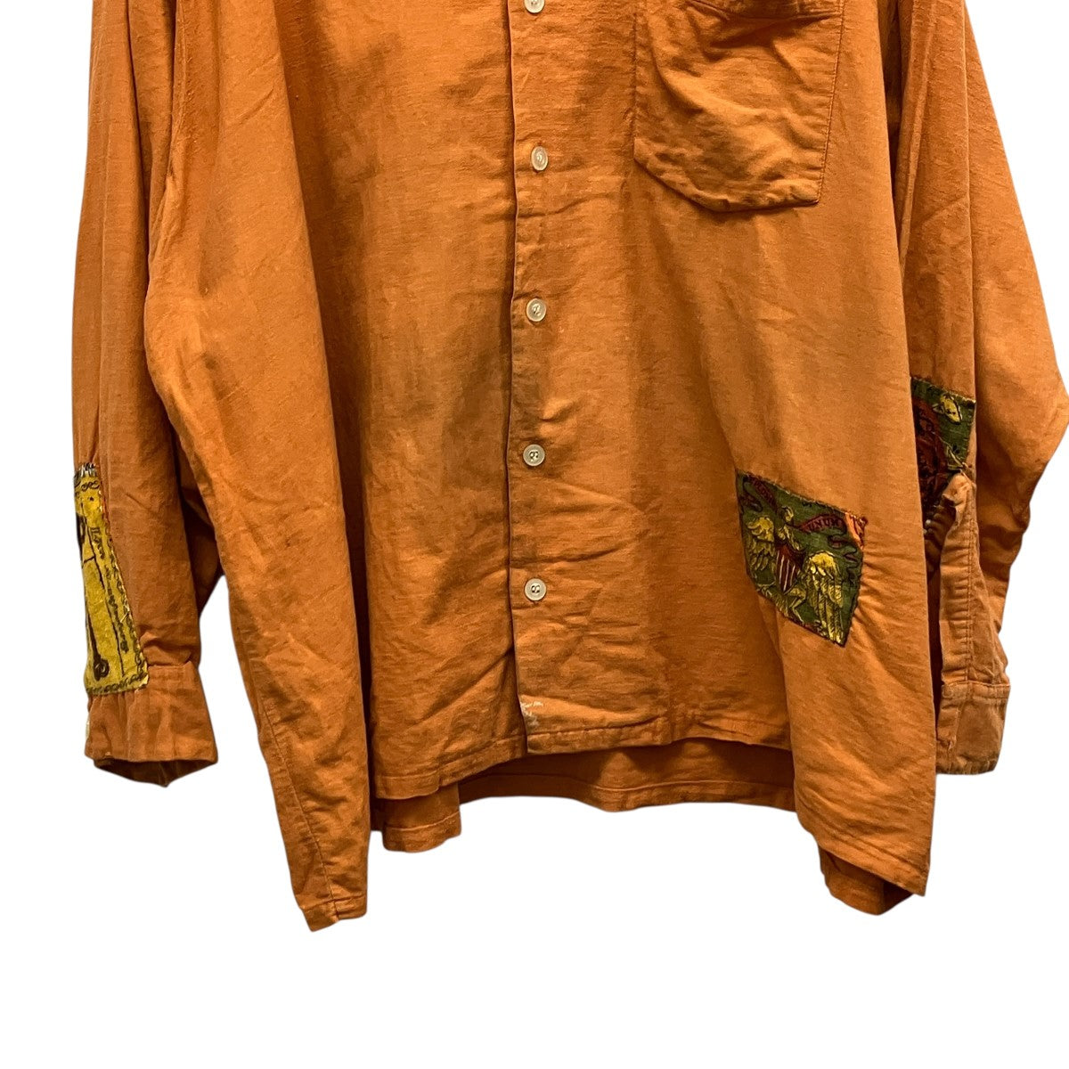 SQUIRE BY ELBECO 70sパッチワークデザインオープンカラーシャツ 古着・中古-4枚目のアイテム画像