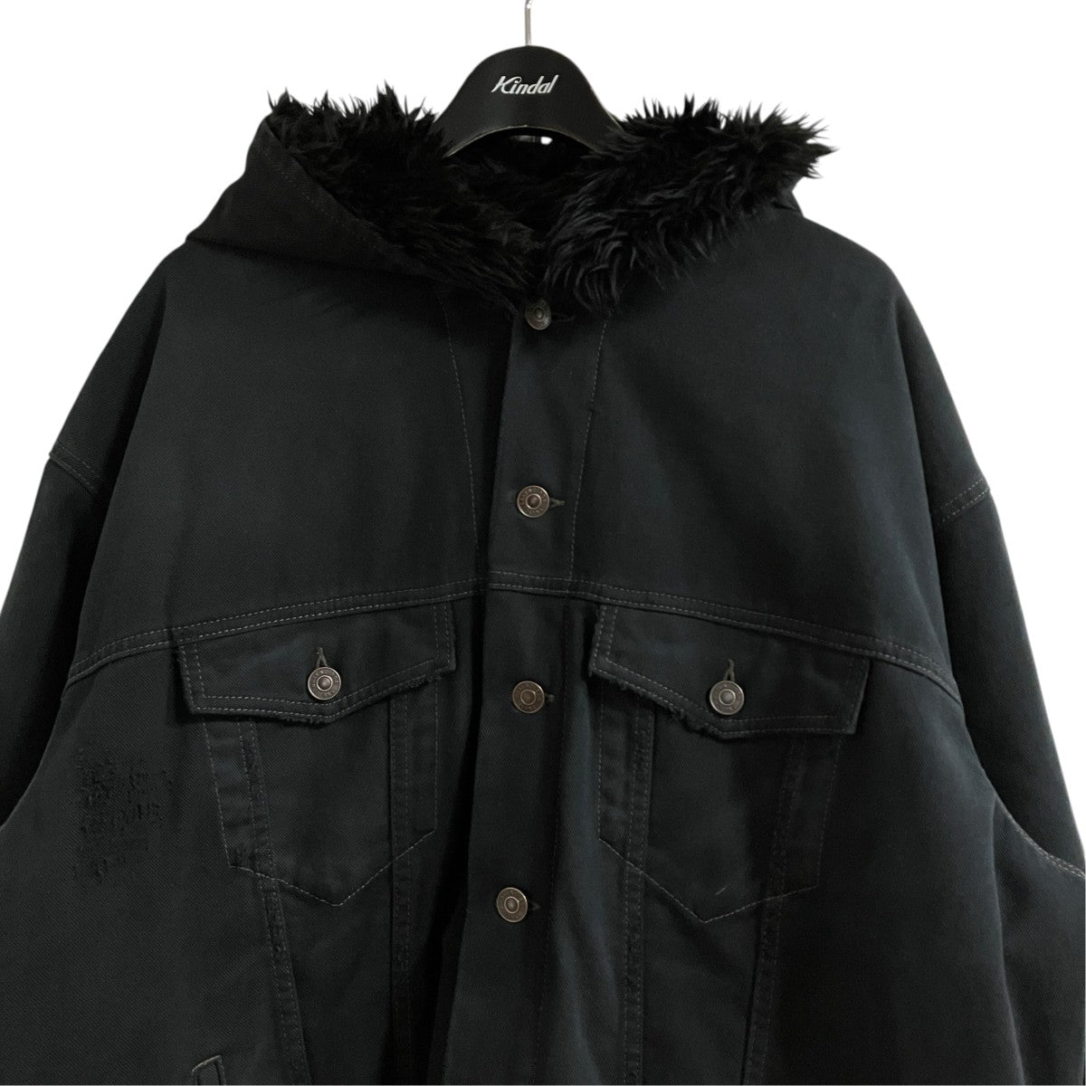 BALENCIAGA ファーライナー フーデッドデニムジャケット 古着・中古-2枚目のアイテム画像