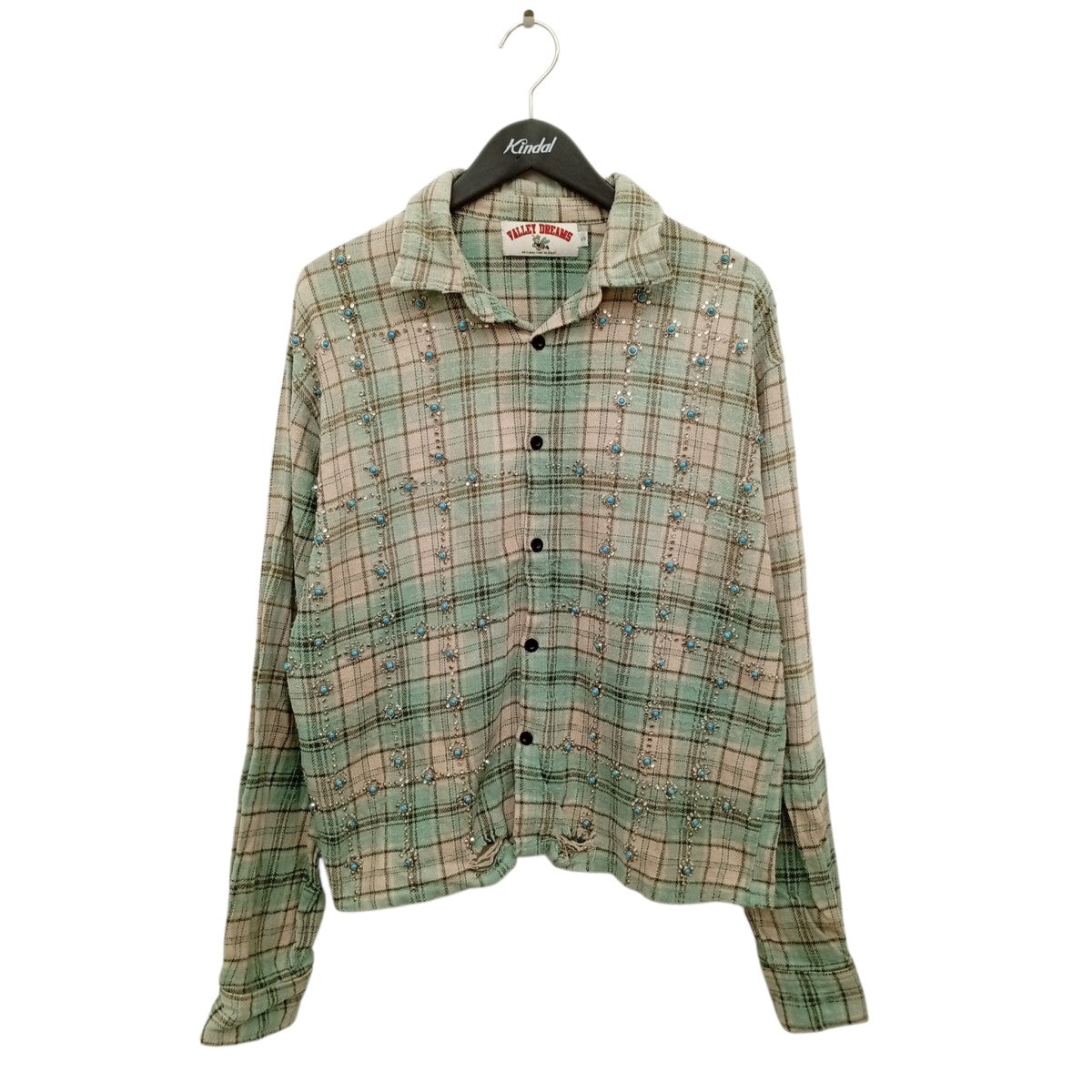 ダメージ加工ラインストーンフランネルシャツLITTLE GEMS FLANNEL SHIRT
