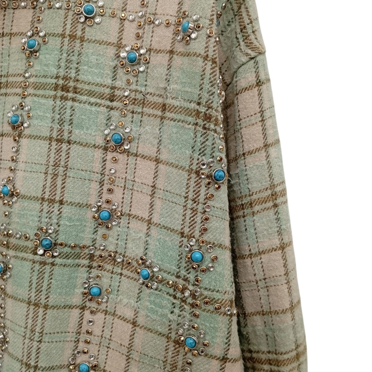 ダメージ加工ラインストーンフランネルシャツLITTLE GEMS FLANNEL SHIRT
