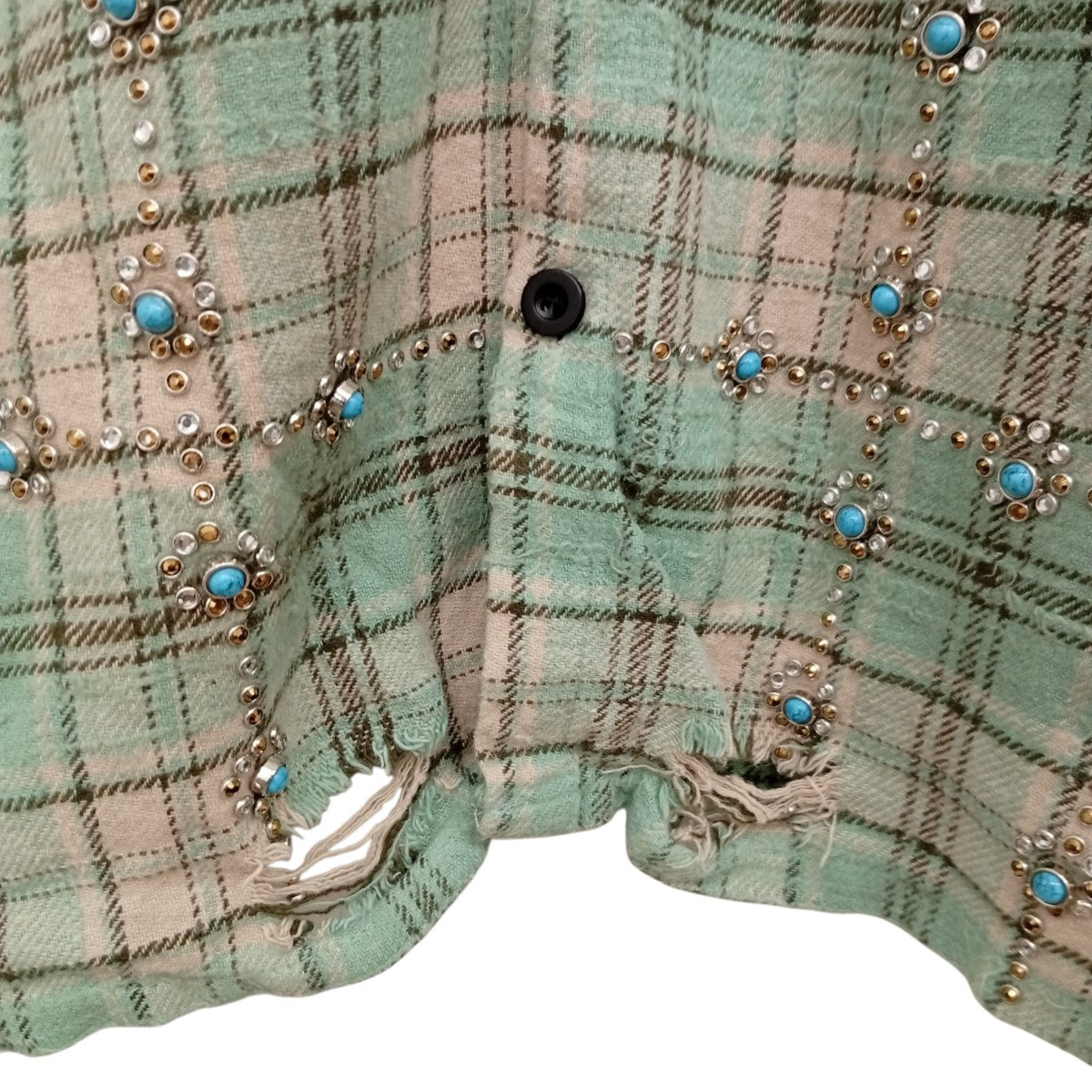 ダメージ加工ラインストーンフランネルシャツLITTLE GEMS FLANNEL SHIRT
