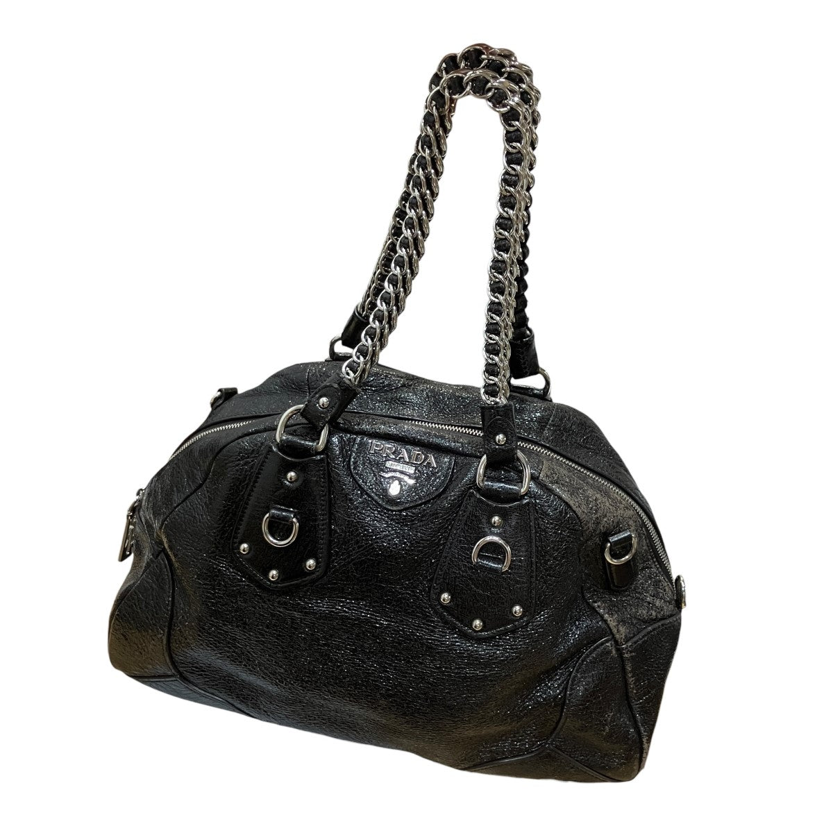 PRADA チェーンハンドルレザーバッグ 古着・中古-1枚目のアイテム画像