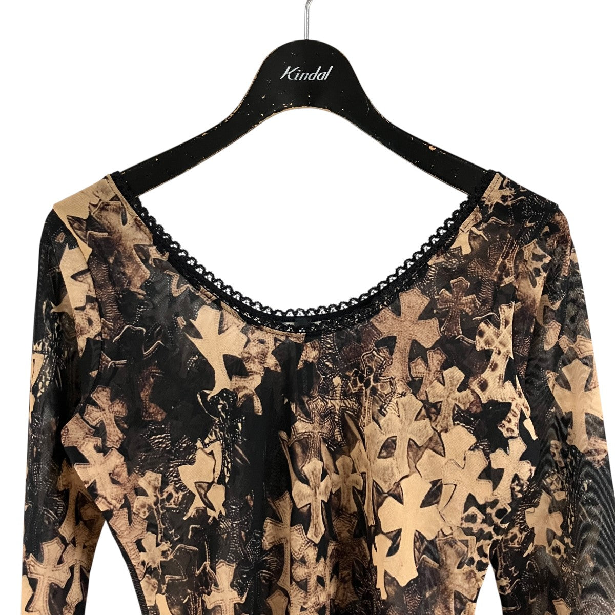 CHROME HEARTS セメタリークロス柄メッシュボディースーツ 古着・中古-2枚目のアイテム画像