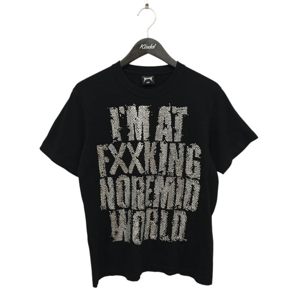 NOREMID WORLD ラインストーン Tシャツ ブラック NOREMID(ノーリミッド) ラインストーンクルーネックTシャツ ブラック