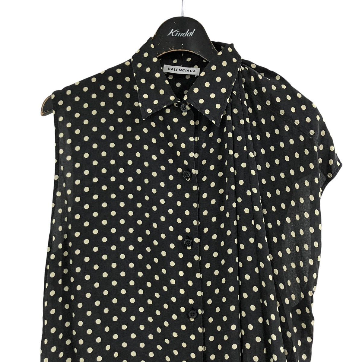 BALENCIAGA ノースリーブシルクドットシャツ 古着・中古-2枚目のアイテム画像