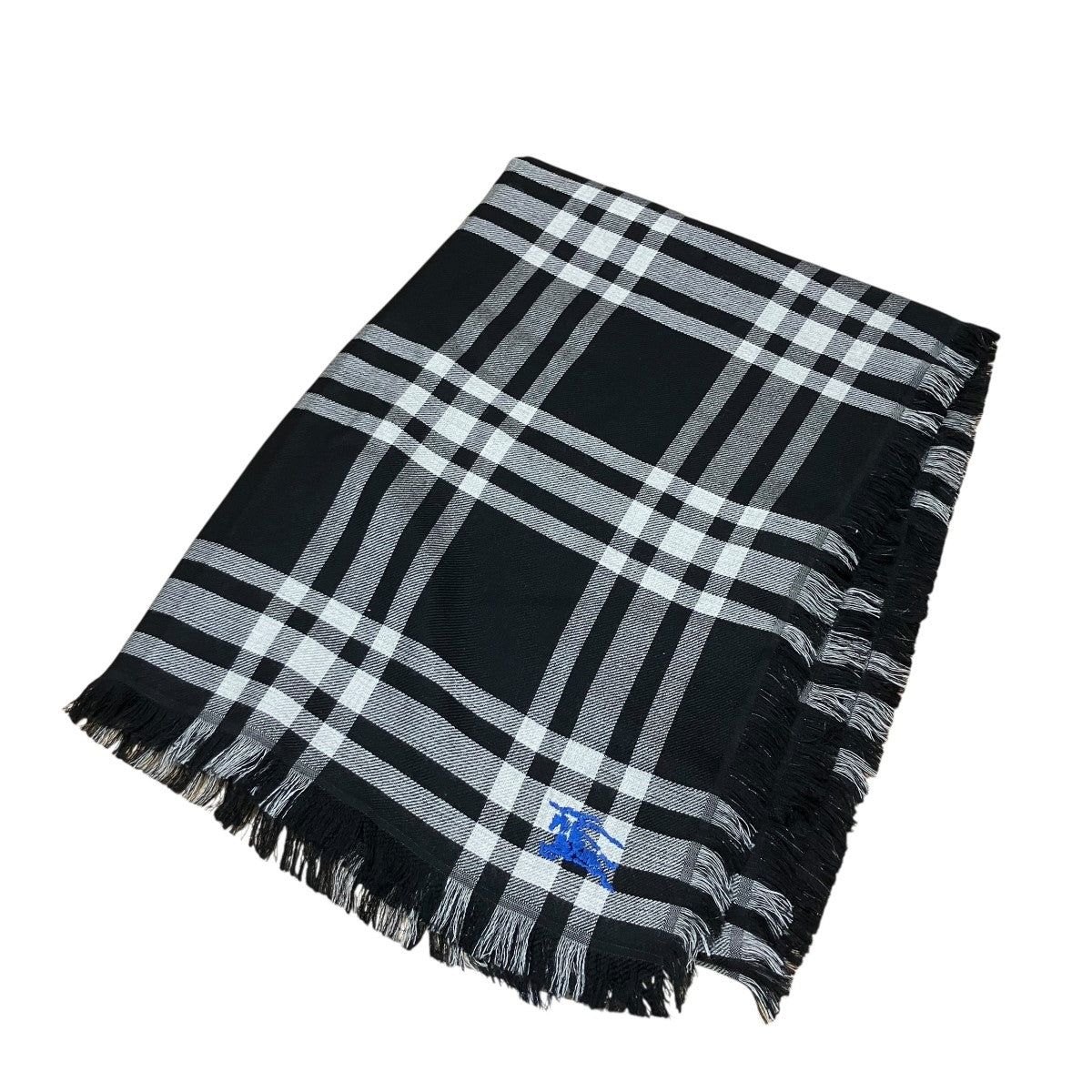 BURBERRY(バーバリー) シルク混チェックマフラー 8083801 ブラック