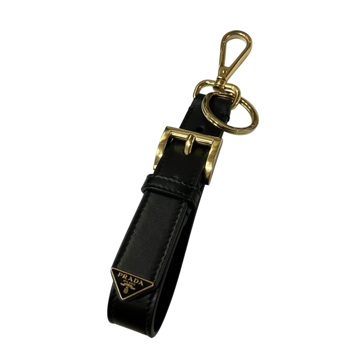PRADA トライアングルロゴレザーキーホルダー 古着・中古-1枚目のアイテム画像