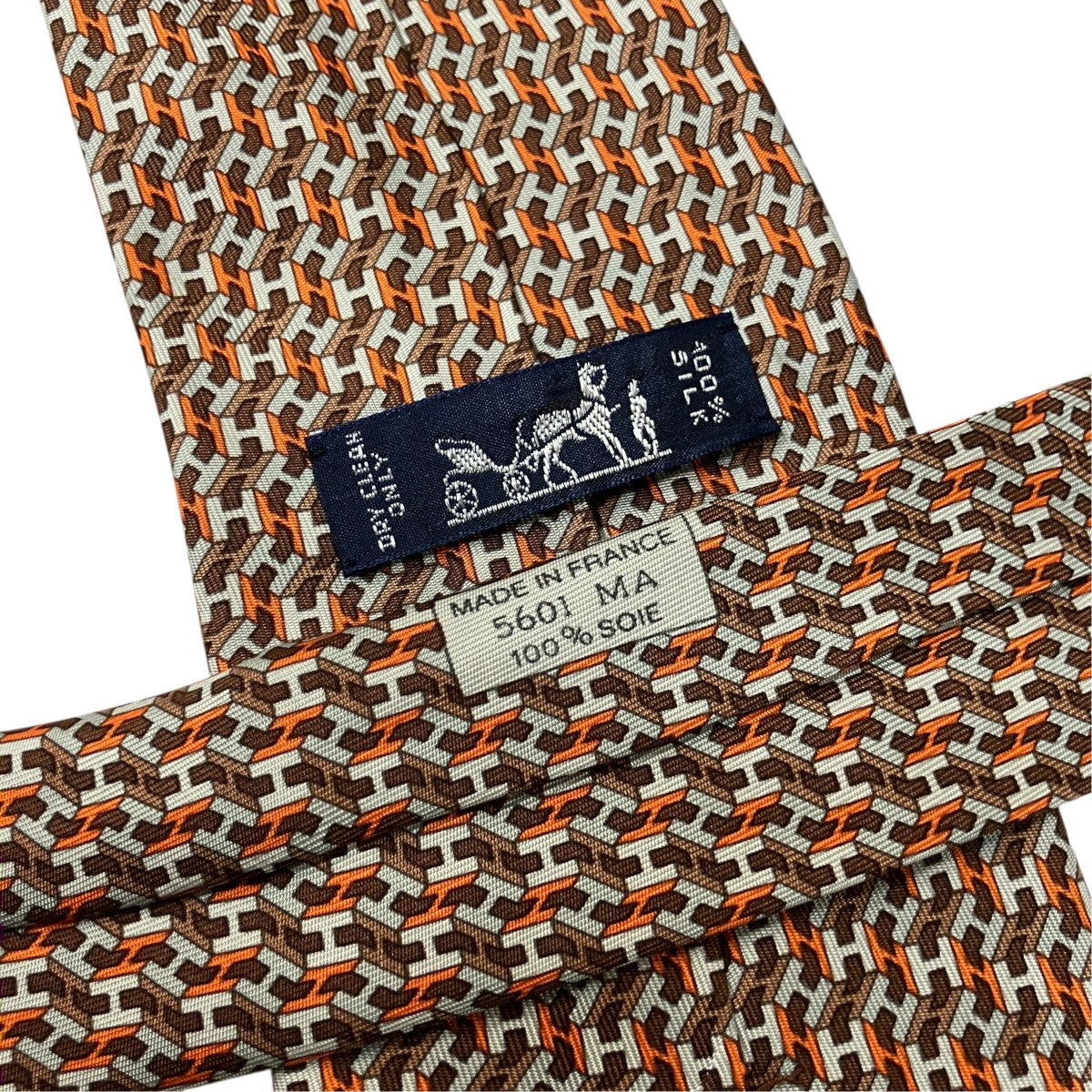 HERMES Hロゴ総柄ネクタイ 古着・中古-5枚目のアイテム画像