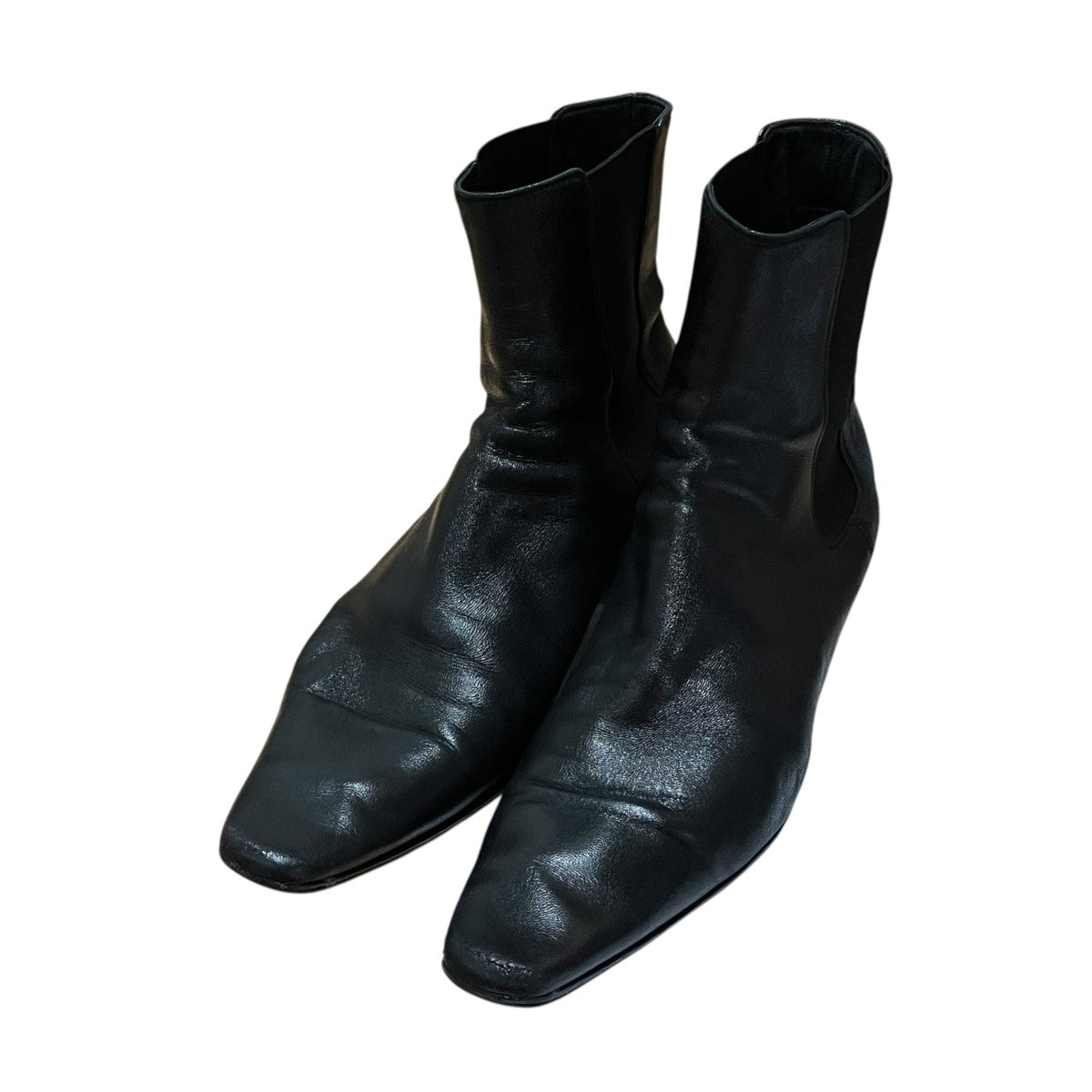 Saint Laurent Paris RAINER チェルシー レザー ヒール サイドゴア ショート ブーツ 古着・中古-1枚目のアイテム画像