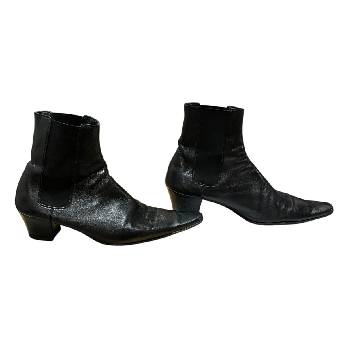 Saint Laurent Paris RAINER チェルシー レザー ヒール サイドゴア ショート ブーツ 古着・中古-4枚目のアイテム画像