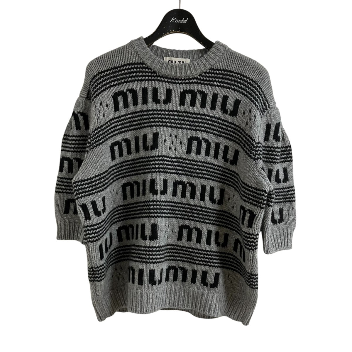 MIU MIU ロゴ半袖ニット 古着・中古-1枚目のアイテム画像