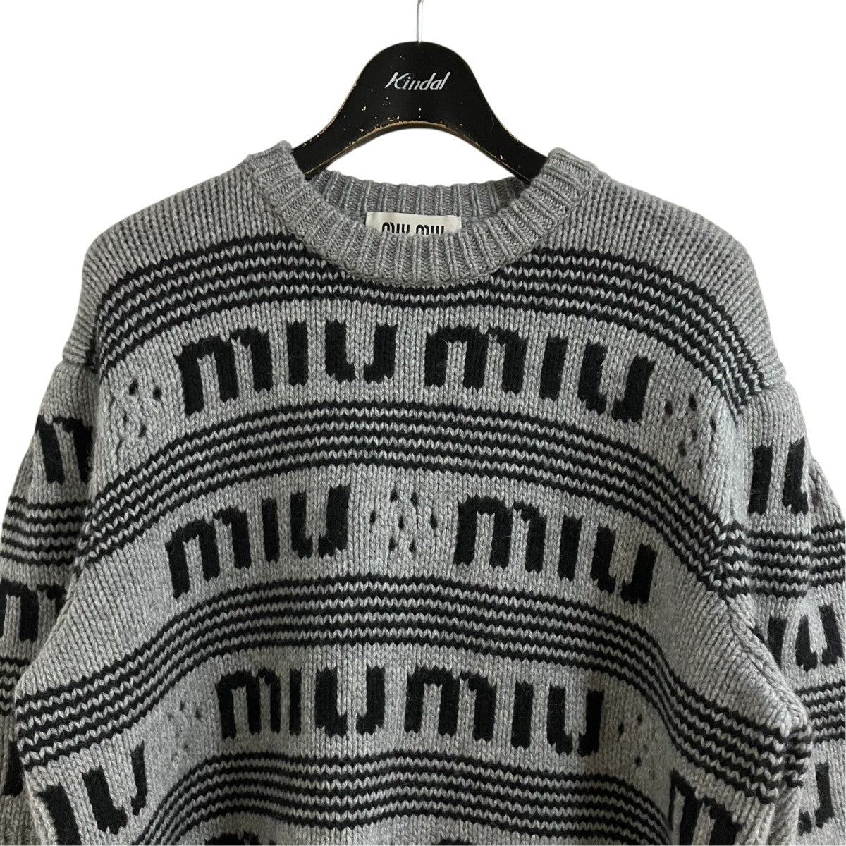 MIU MIU ロゴ半袖ニット 古着・中古-2枚目のアイテム画像
