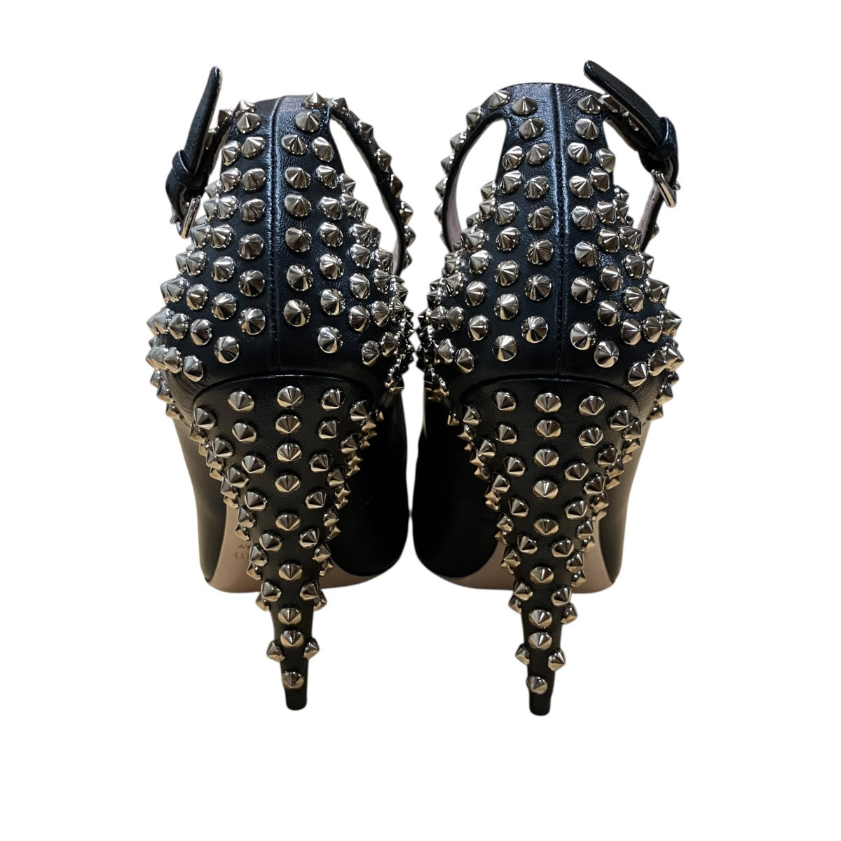 ✨使用半日/極美品✨ミュウ ミュウ miu miu パンプス EU36.5 MIU MIU(ミュウミュウ) スタッズヒールパンプス 5I9381 ブラック