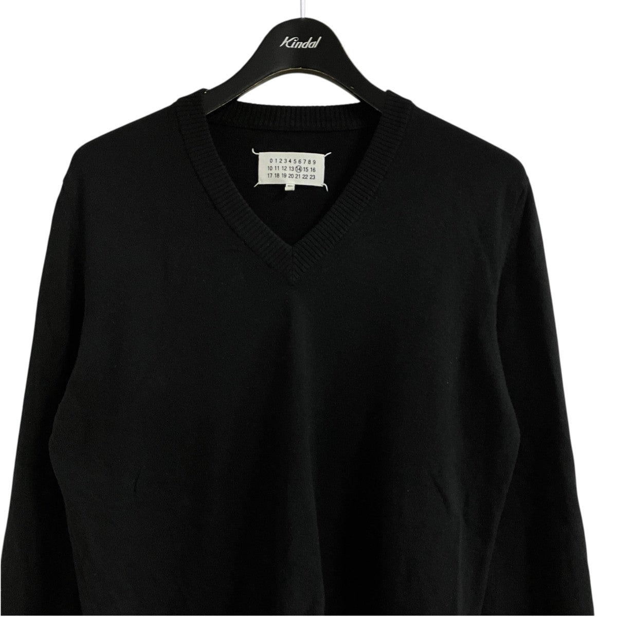 Maison Margiela Vネックエルボーパッチニット 古着・中古-2枚目のアイテム画像