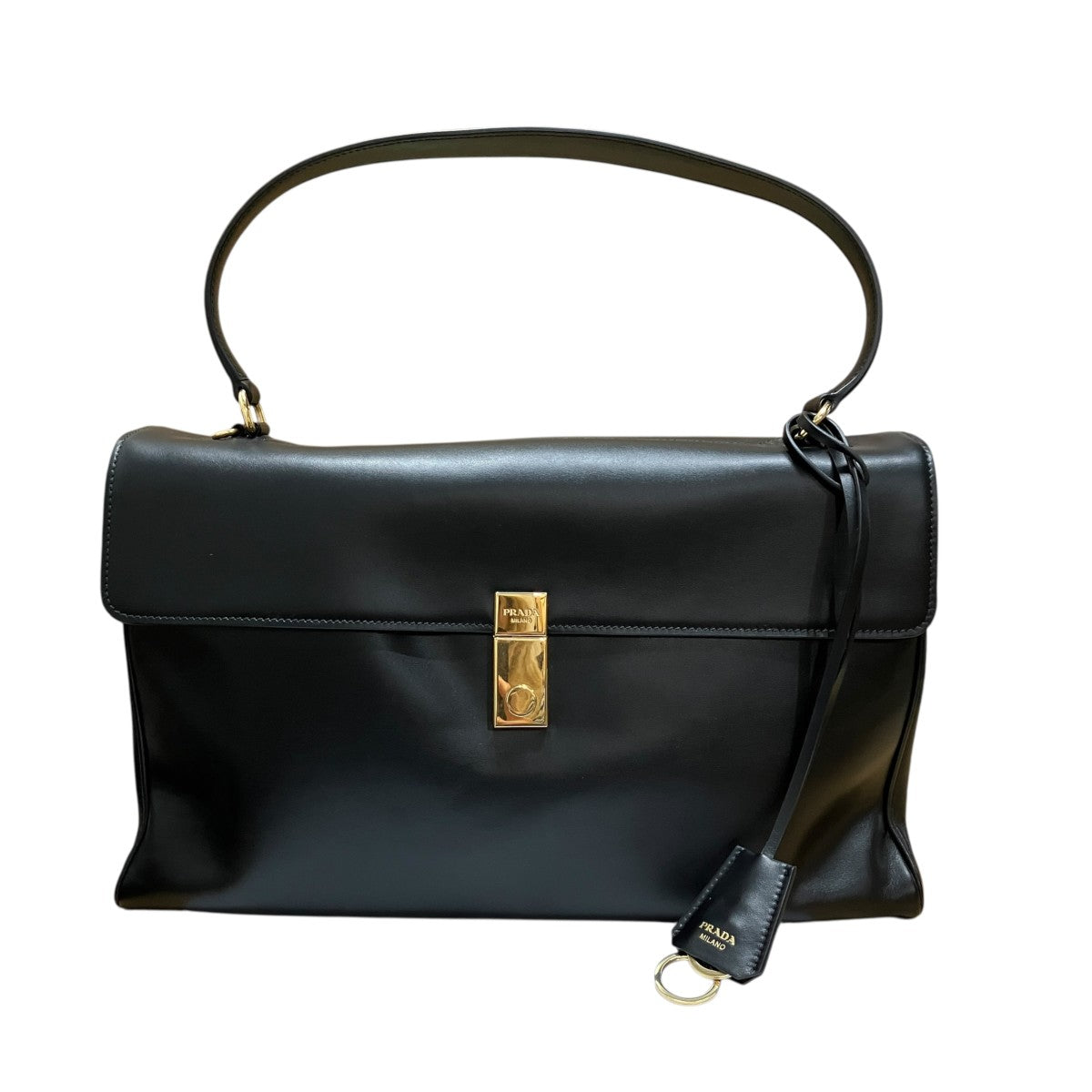PRADA ソフトカーフレザー フラップ 2WAY ハンドバッグ 古着・中古-2枚目のアイテム画像