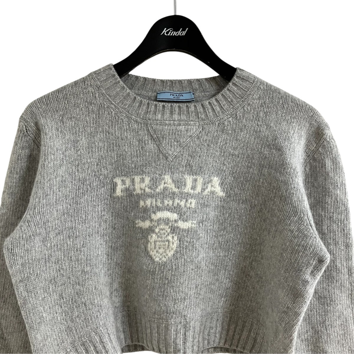 PRADA(プラダ) ロゴクロップドニットセーター P24U1T ライトグレー