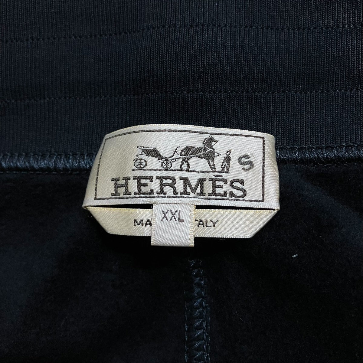 HERMES(エルメス) 裏起毛サイドラインスウェットパンツ ブラック