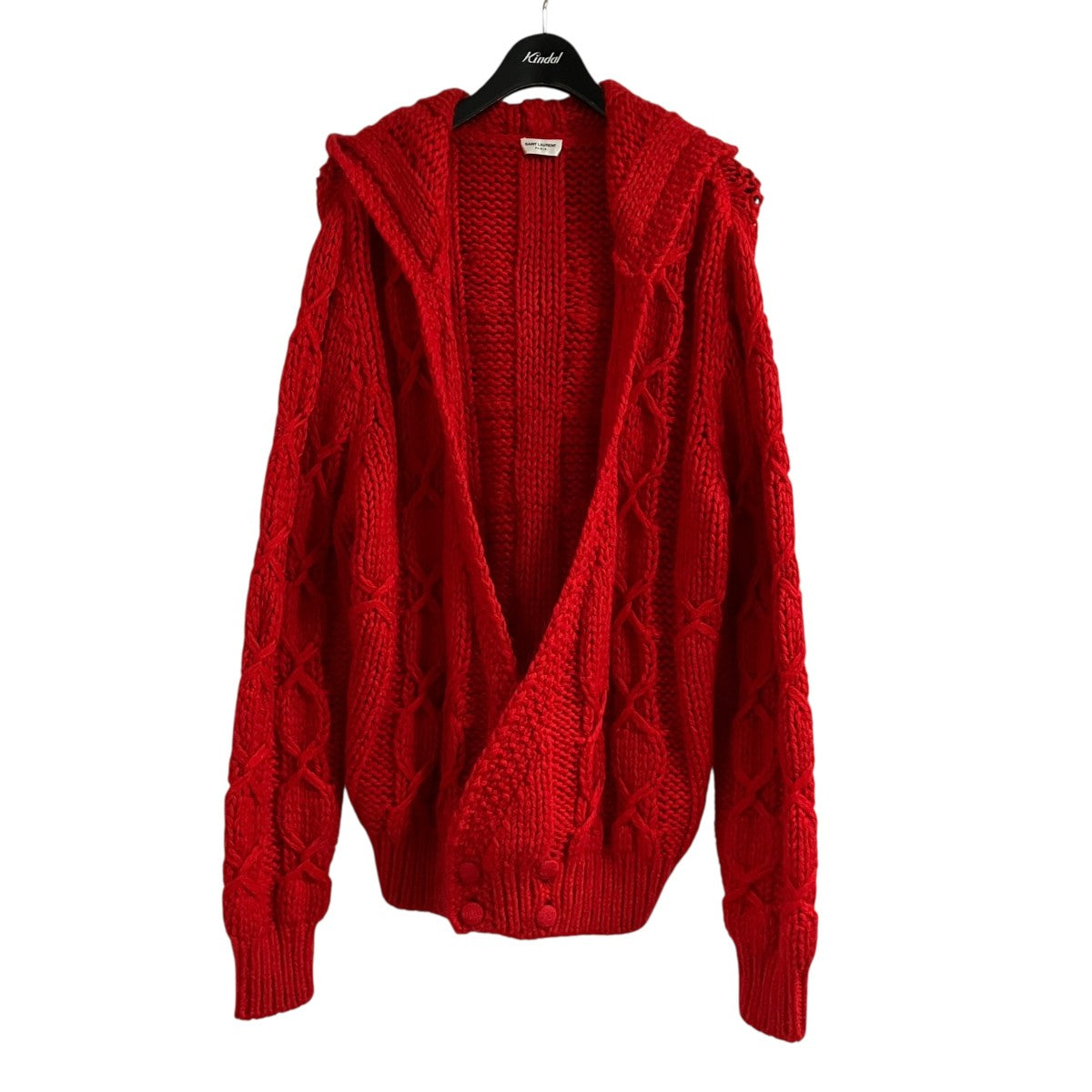 Saint Laurent Paris ケーブルニットフーデッドカーディガン 古着・中古-1枚目のアイテム画像