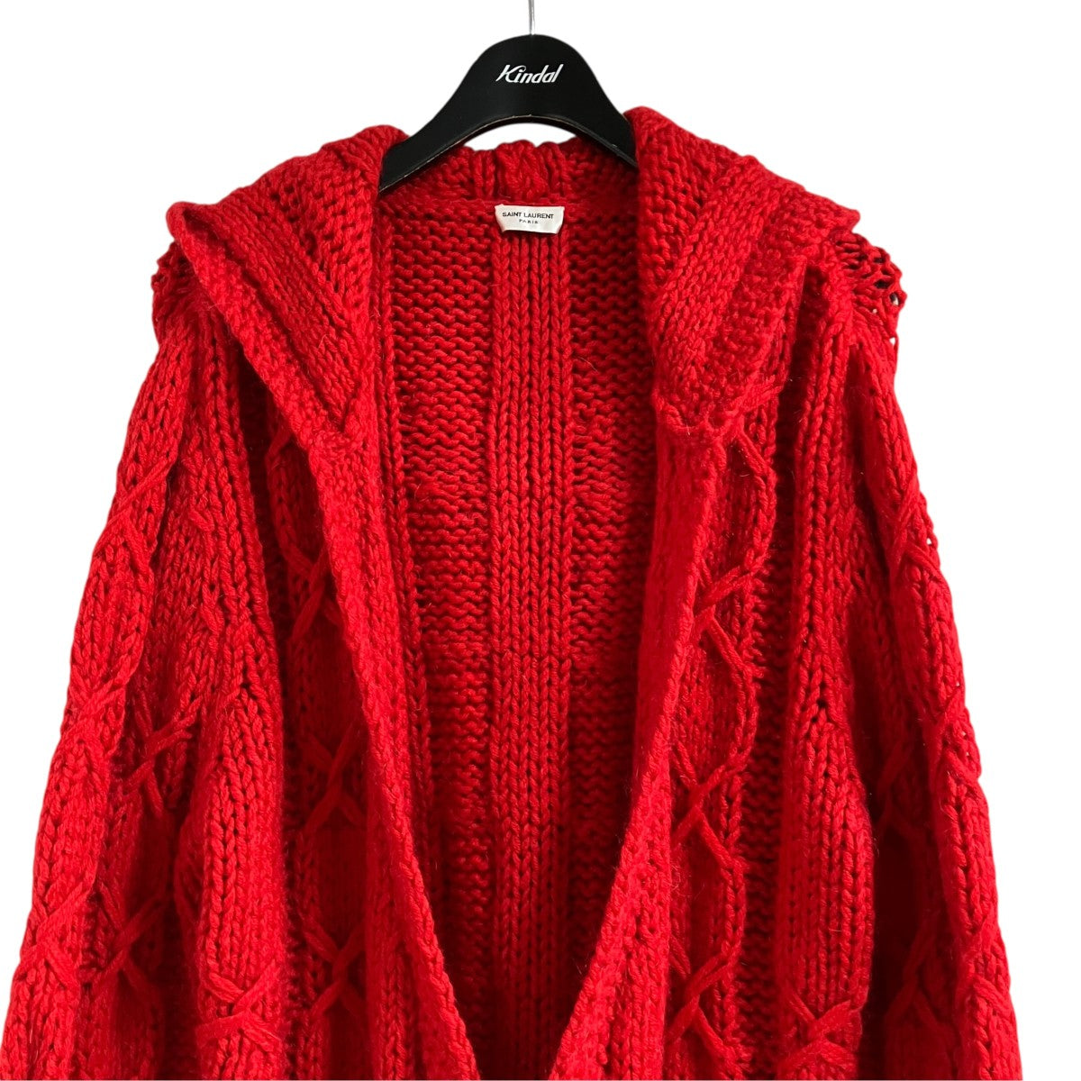 Saint Laurent Paris ケーブルニットフーデッドカーディガン 古着・中古-2枚目のアイテム画像