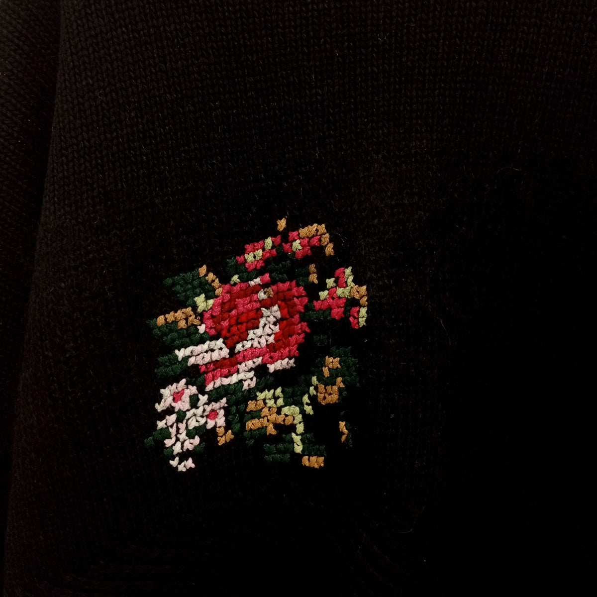 DAIRIKU Flower Cross Embroidery Border Knitフラワーエンブロイダリーニット21AW K-1 古着・中古-5枚目のアイテム画像