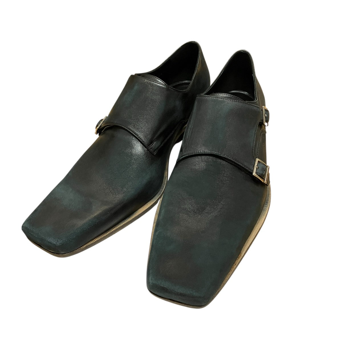 BALENCIAGA ダメージ加工ダブルモンクレザーシューズ 古着・中古-1枚目のアイテム画像