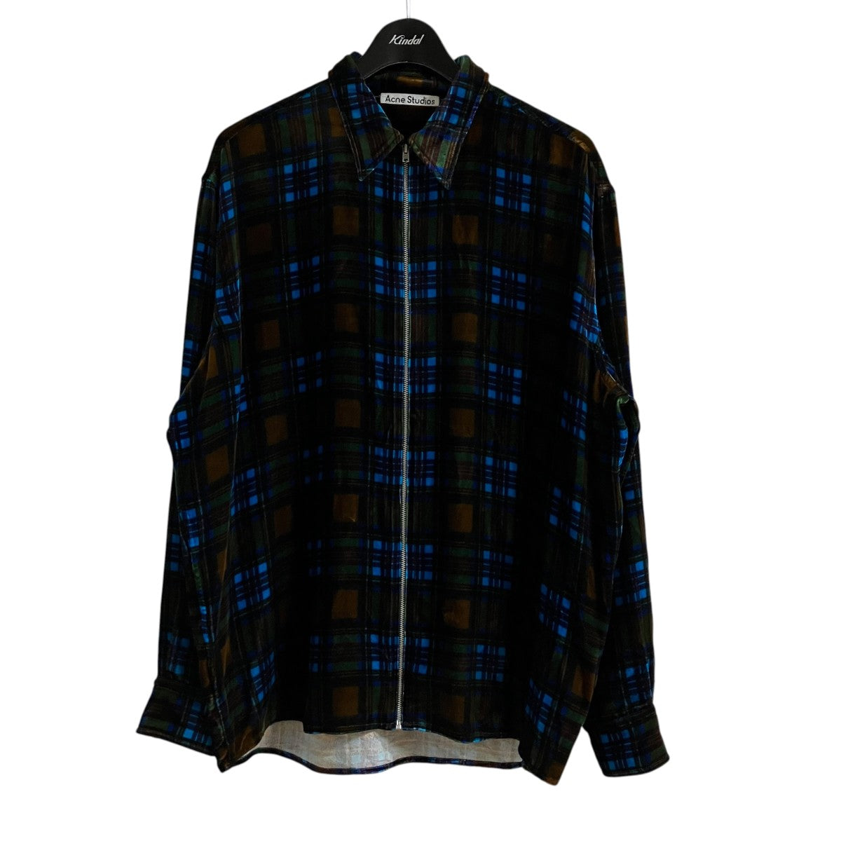 ACNE STUDIOS チェック柄ベロアジップシャツ 古着・中古-1枚目のアイテム画像
