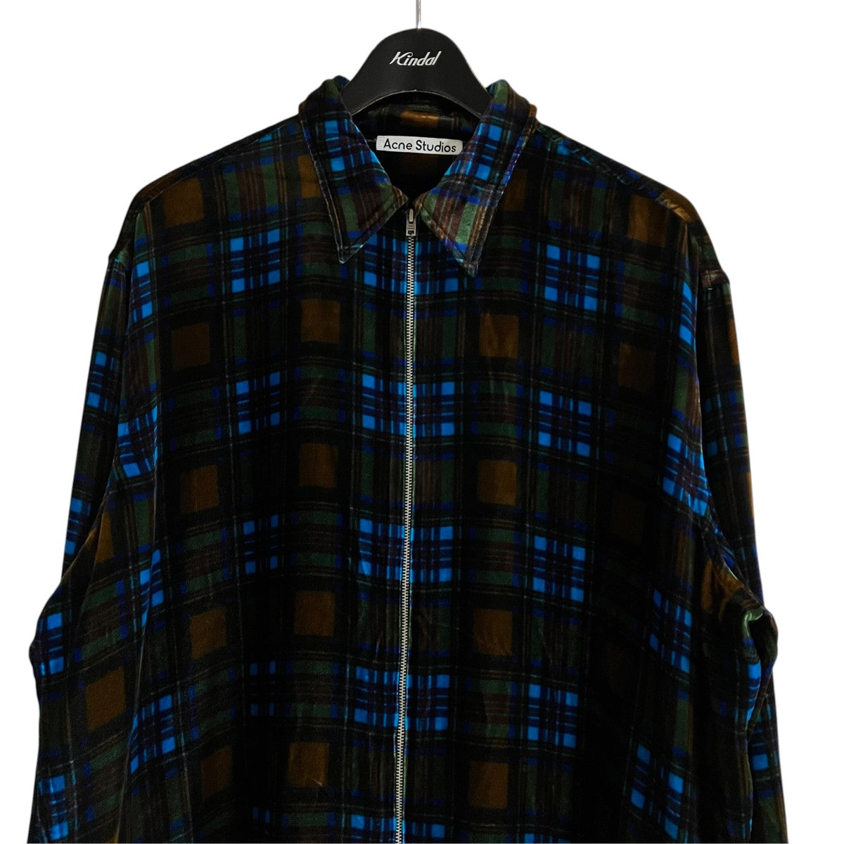 ACNE STUDIOS チェック柄ベロアジップシャツ 古着・中古-2枚目のアイテム画像