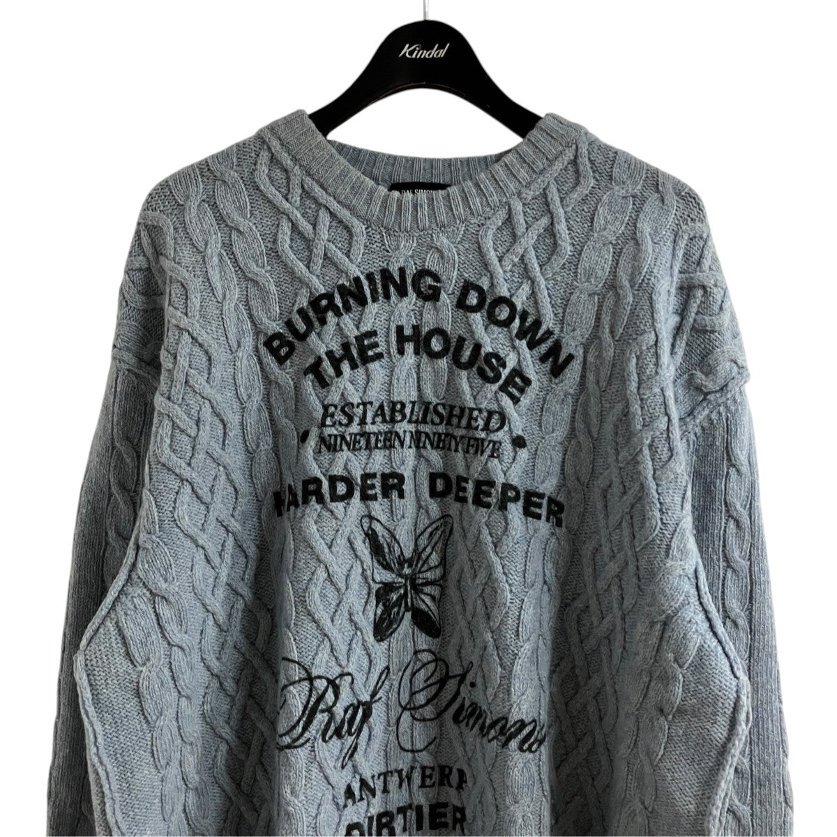 RAF SIMONS グラフィックケーブルニットセーター 古着・中古-2枚目のアイテム画像