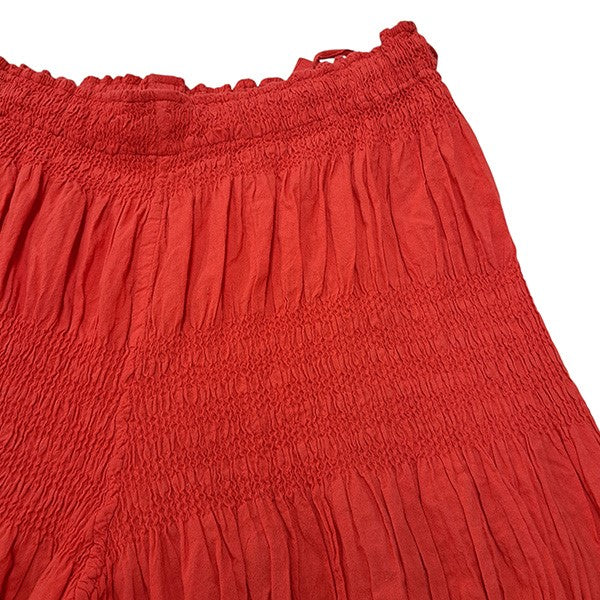 【美品】ミーイッセイミヤケ　プリーツ　ワイドパンツ　クロップド　赤 中古・古着通販】me ISSEY MIYAKE (ミーイッセイ ミヤケ