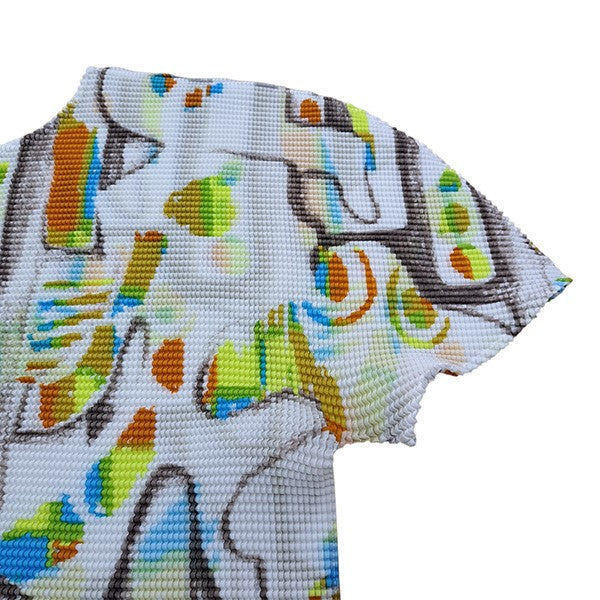me ISSEY MIYAKEジブラ柄プリントTシャツ me ISSEY MIYAKE(ミーイッセイミヤケ) 24SS総柄プリーツTシャツ