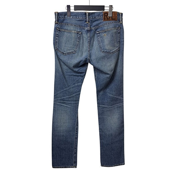 スリムナローデニムパンツ　ボタンフライセルビッジデニムパンツ