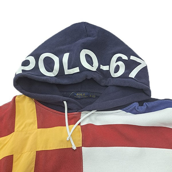POLO RALPH LAUREN アシンメトリーパッチワークスウェットプルオーバーパーカー 古着・中古-3枚目のアイテム画像