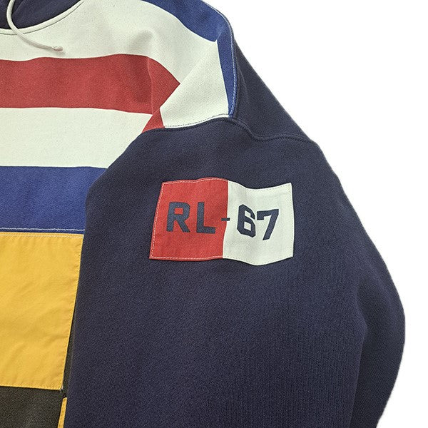 POLO RALPH LAUREN アシンメトリーパッチワークスウェットプルオーバーパーカー 古着・中古-5枚目のアイテム画像
