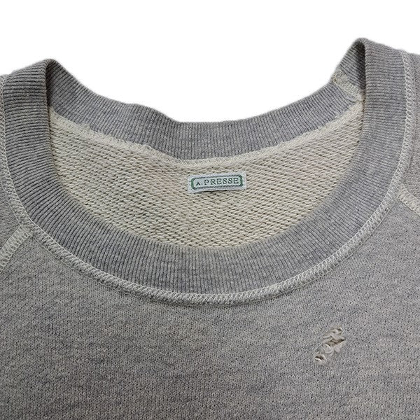 A．PRESSE Vintage Washed Sweat Shirtダメージ加工ラグランスウェットトレーナー22SAP-05-03M 古着・中古-5枚目のアイテム画像