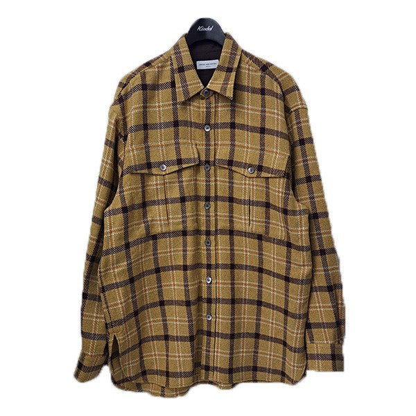 DRIES VAN NOTEN CALENDO 9292 M．W．SHIRT YELフラップポケットチェックネルシャツ 古着・中古-1枚目のアイテム画像