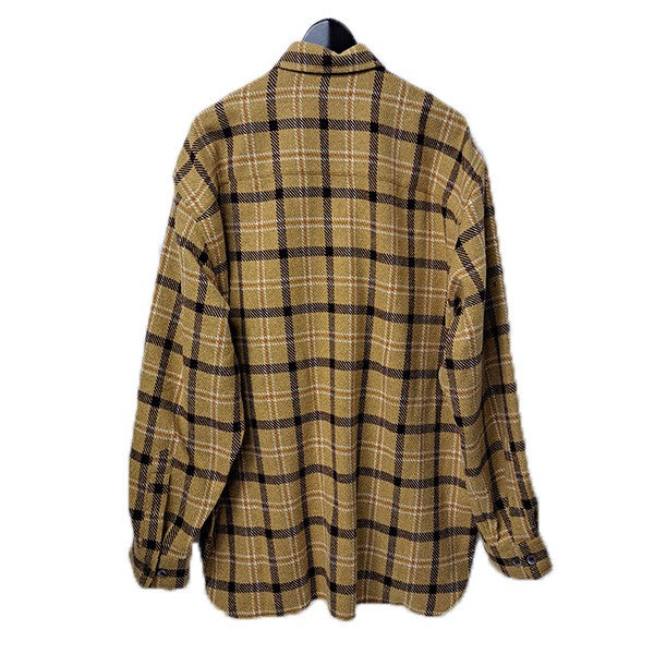 DRIES VAN NOTEN CALENDO 9292 M．W．SHIRT YELフラップポケットチェックネルシャツ 古着・中古-2枚目のアイテム画像